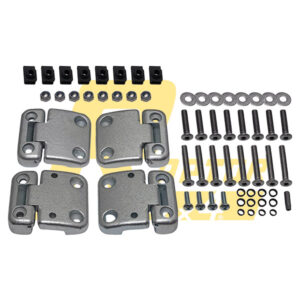 KIT 4 CERNIERE + BULLONERIA INOX PORTE ANTERIORI DEFENDER